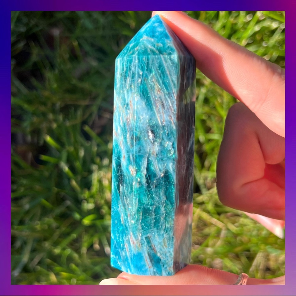 Blue Apatite Crystal Tower